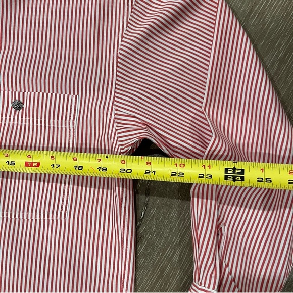 vintage barbara blue red and white striped womens button down shirt Size… - Picture 5 of 7